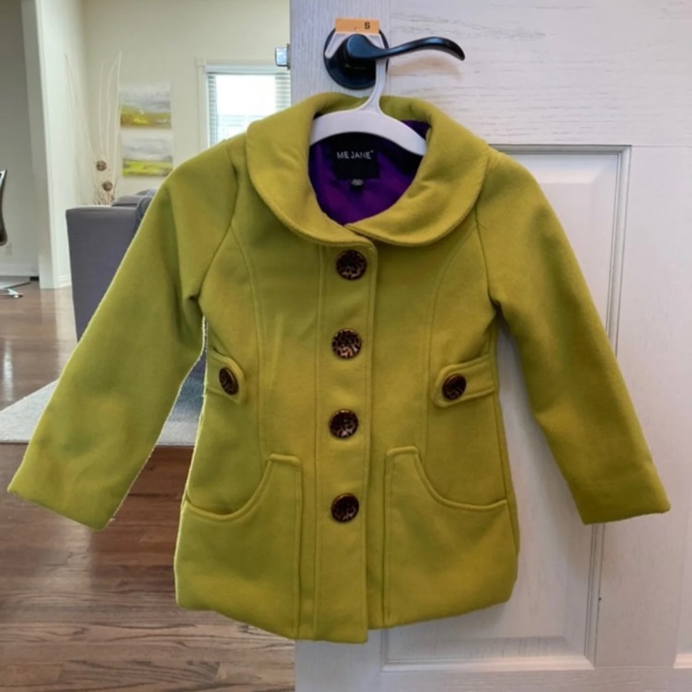 Me Jane Bright Green PeaCoat- size 5/6